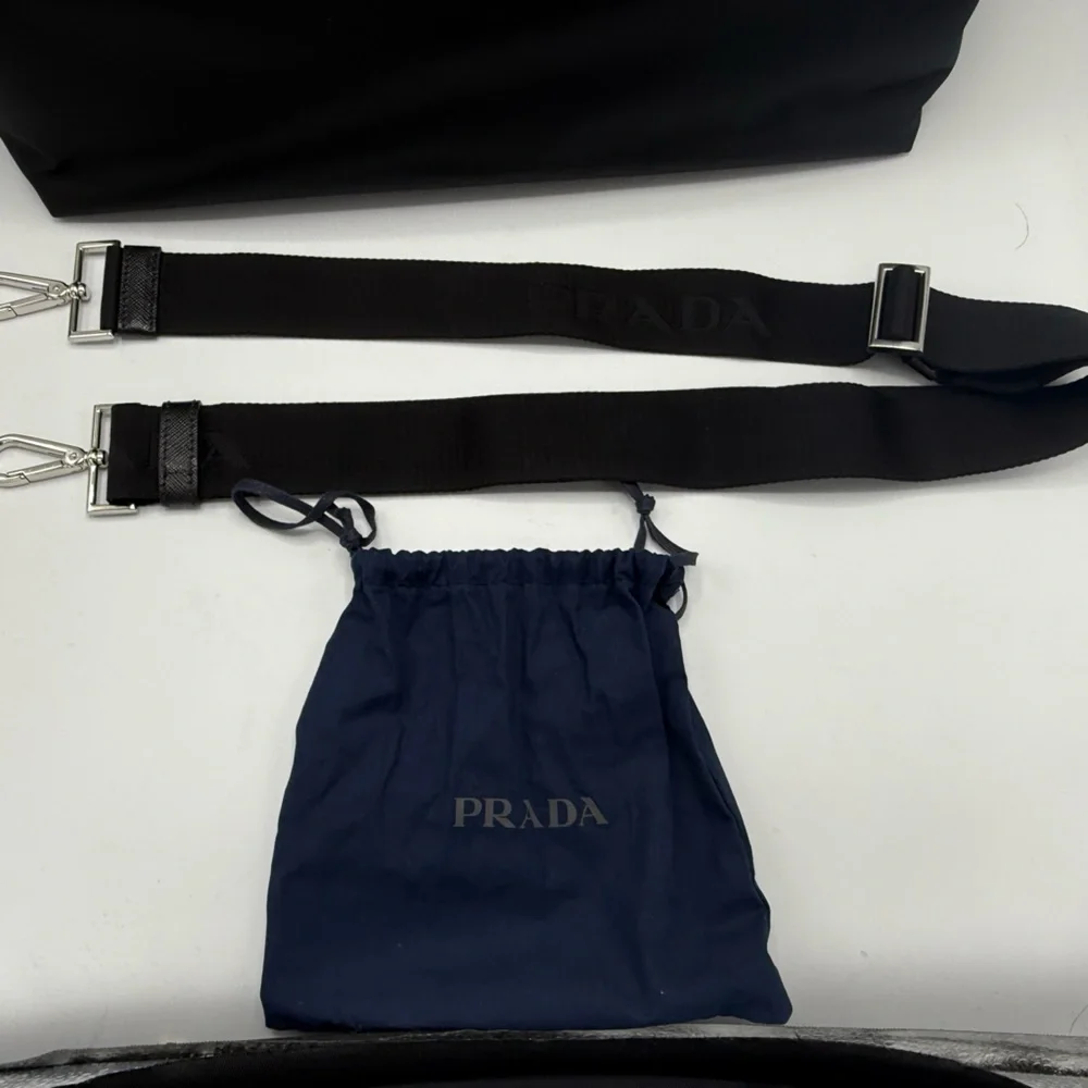 NWT PRADA Re-Nylon/ Leather Padded Large Black tote/ shopping Bag Crossbody mens - Picture 13 of 17